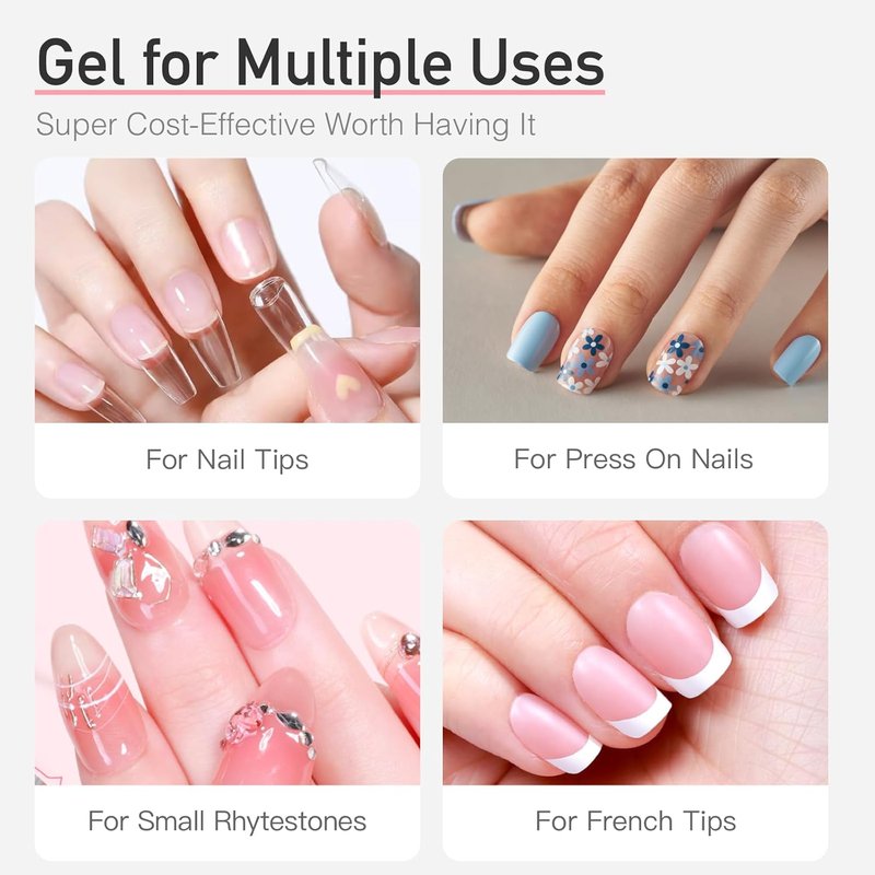 Curvlife Super Strong Nail Glue 15g for Press On Nails - Quick Drying, Semi Solid, Long Lasting, No UV Light Needed (Pack of 2)