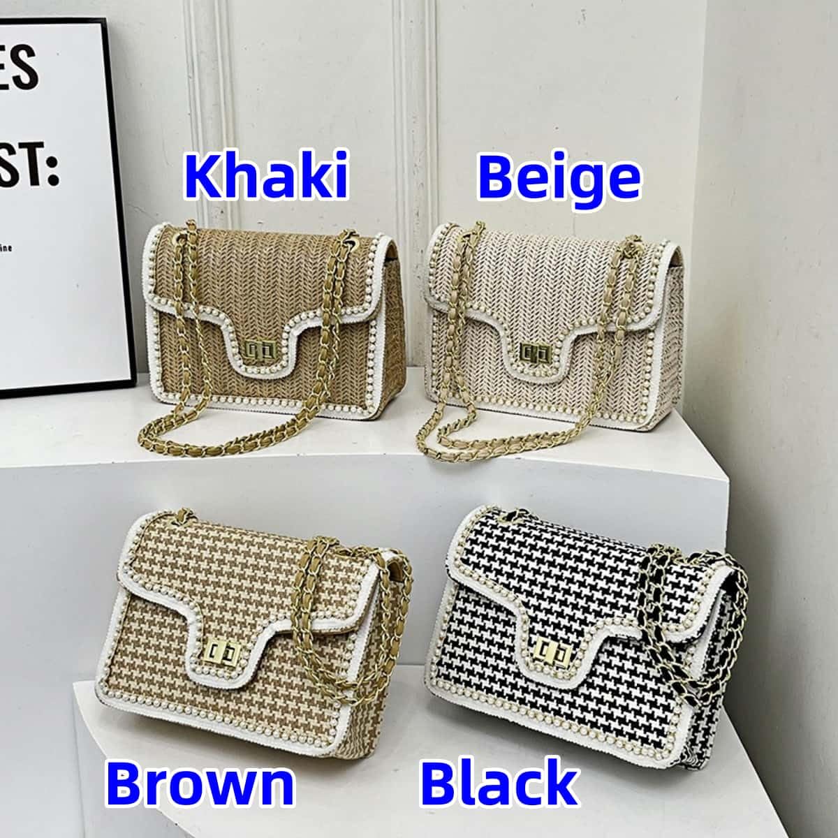 VTYFRY Straw Crossbody Bags for Women Trendy Beach Summer Handmade Rattan Shoulder Woven Leather Straps Clutch Purse Vacation (Beige)