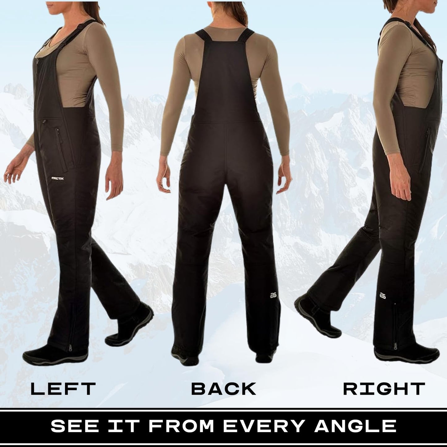 Arctix Women's Essential Insulated Bib Overalls, Black, Medium, 1450