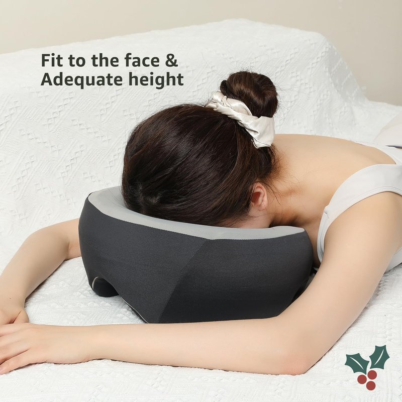 Dahoon Holly Ergonomic Face Down Pillow with Premium Memory Foam for Post-Surgery Recovery, Comfortable Sleep, and Massage | Features Adjustable Strap, Breathable Fabric, and Air Circulation Design