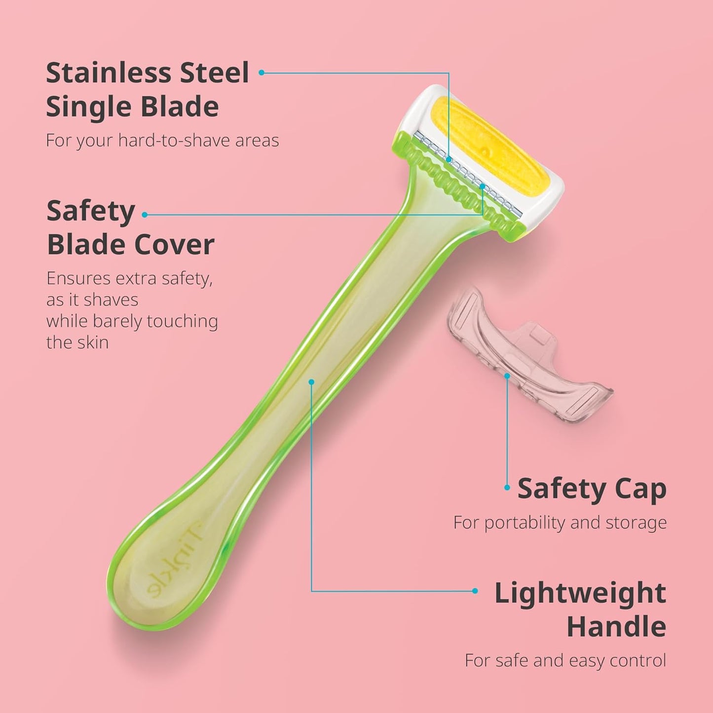 Tinkle Bikini Trimmer - 3 Disposable Razors with Moisture Strip for Sensitive Area Shaving | Spa Day Kit