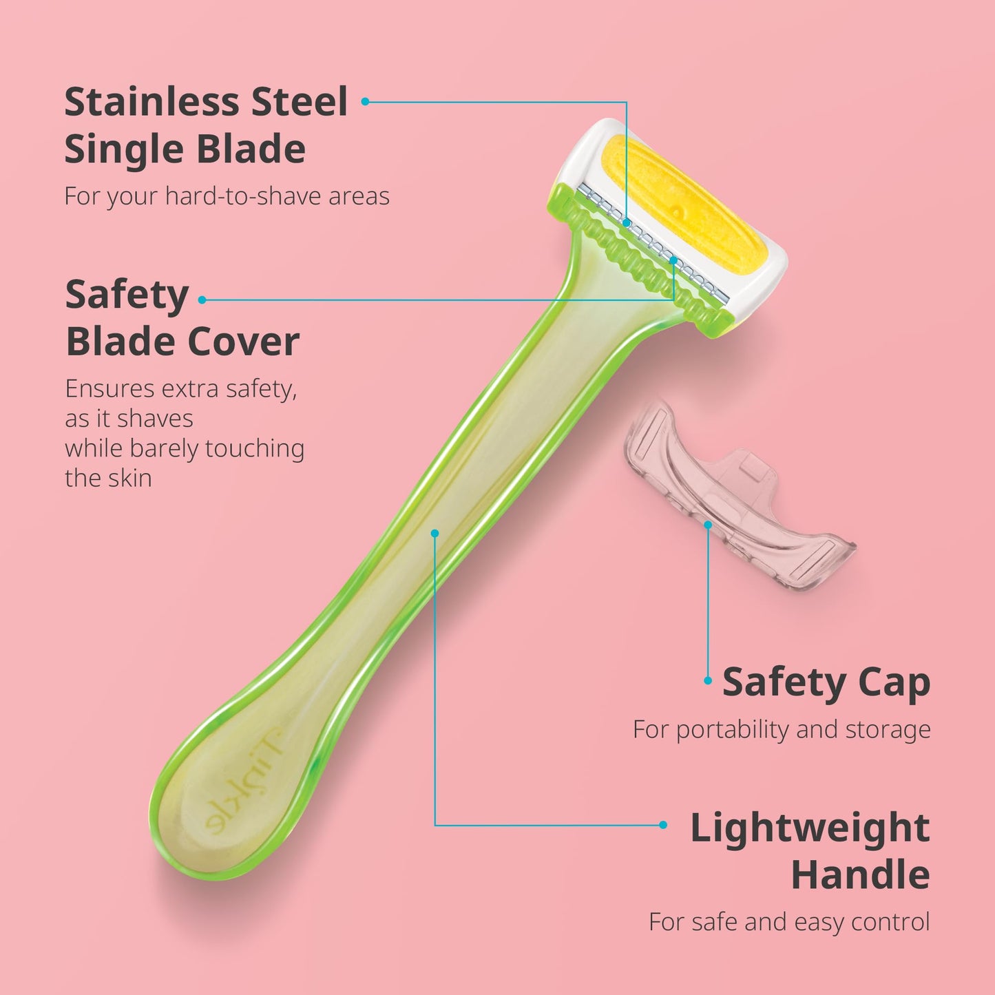 Tinkle Bikini Trimmer | 1 Pack of 3 Disposable Razors | Moisture Strip for Sensitive Area Shaving | Spa Day Kit | Ideal Beauty Gift Set