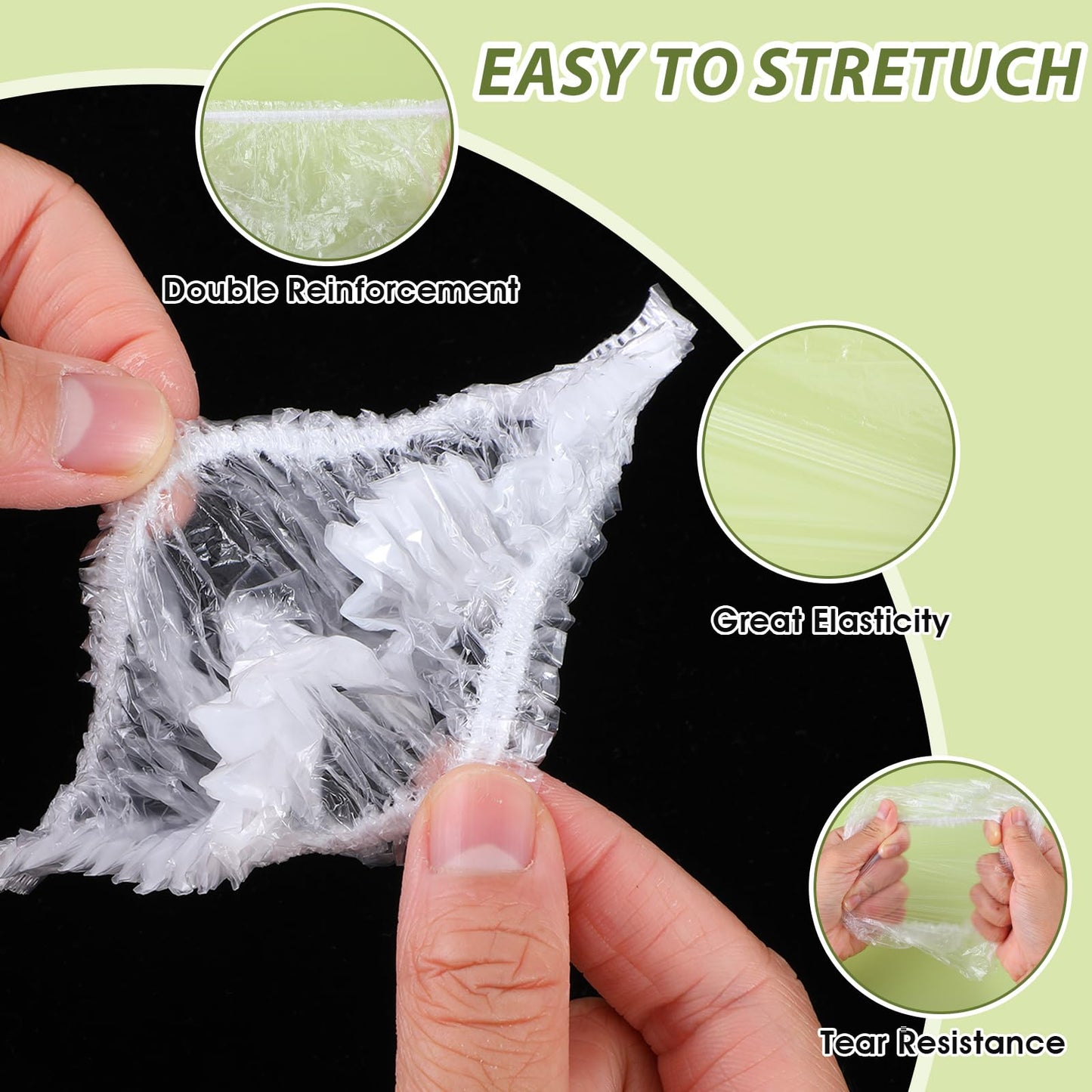 50 Pcs Large Disposable Shower Caps, Waterproof Clear Plastic Shower Cap Elastic Hair Caps for Women Long Hair, Locs, Braids, Disposable Bath Caps for Travel Spa, Hair Salon, Home Use