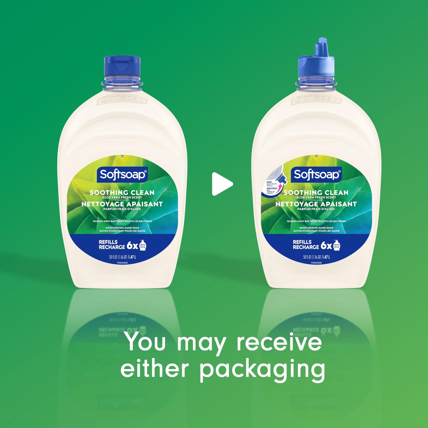 Softsoap Soothing Clean Liquid Hand Soap with New Easy Pour Spout, Kitchen and Bathroom Hand Soap, Aloe Vera Fresh Scent, 50 fl oz Refill