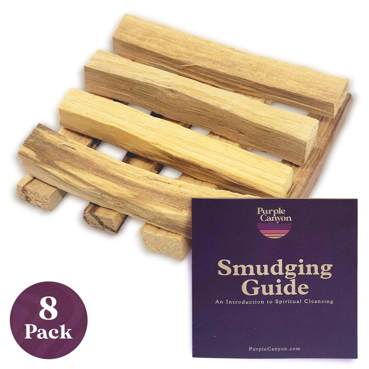 Purple Canyon Palo Santo Incense Sticks - 8 Pack | Sustainably Harvested Natural Incense for Smudging, Meditation, Cleansing, and Stress Relief