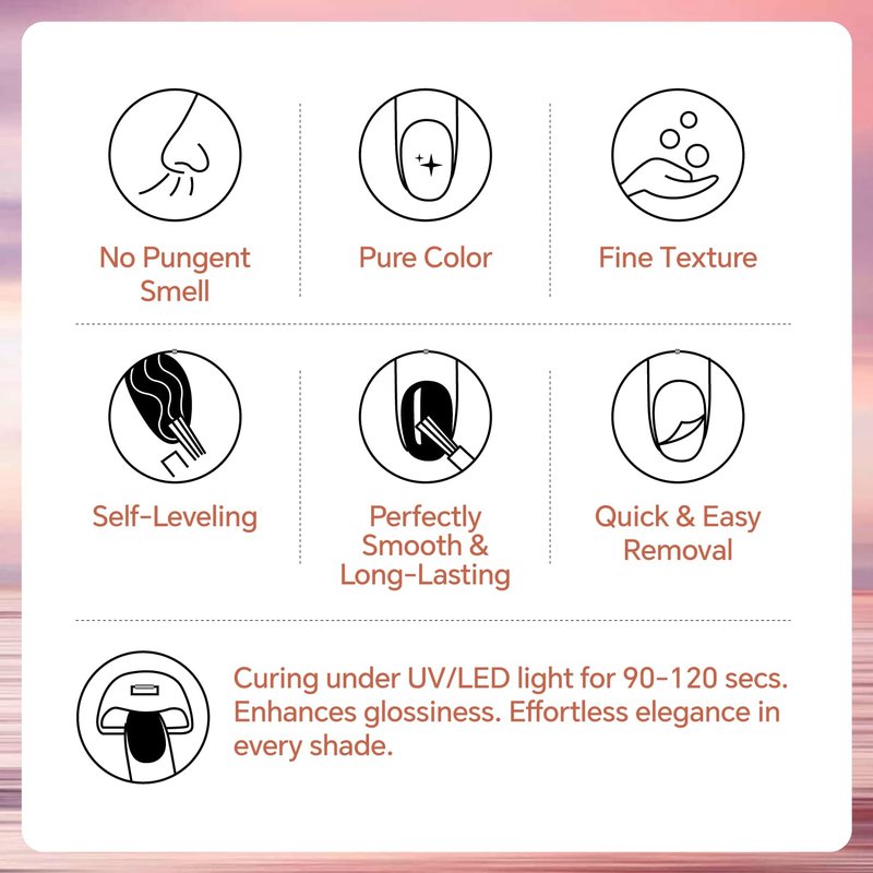 Skiennix 3-Free Gel Nail Polish Set - 6Pcs 10g Nude Pink Jelly | Long-Lasting High Gloss Soak Off for Salon & Home Use