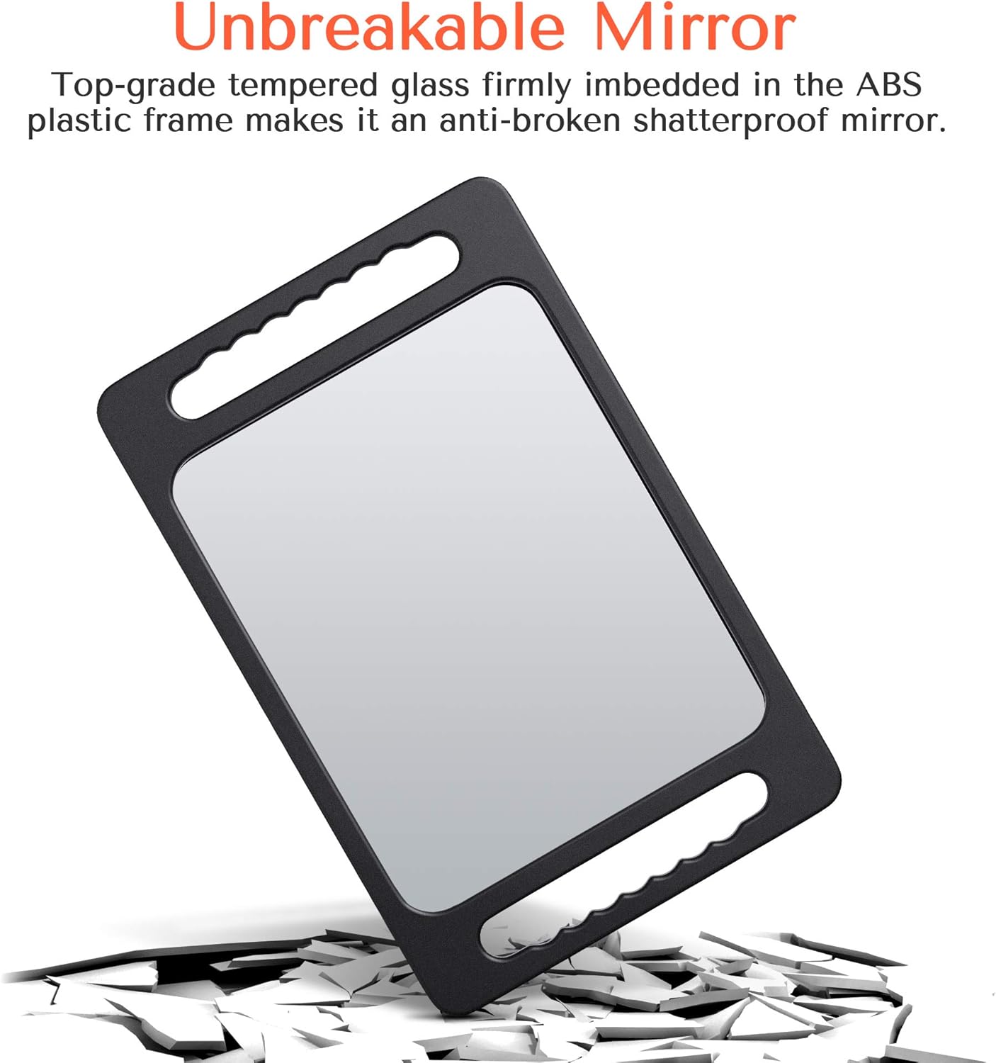 Unbreakable Hand Mirror - Large Double Handle Design for Hair & Beauty Salon | Lightweight Barber Mirror