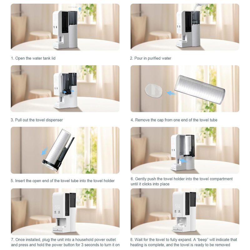 Regine Switzerland Towel Warmer - 5-Second Fast Heating, 55℃ Constant Temp | Includes 80 Disposable Towels