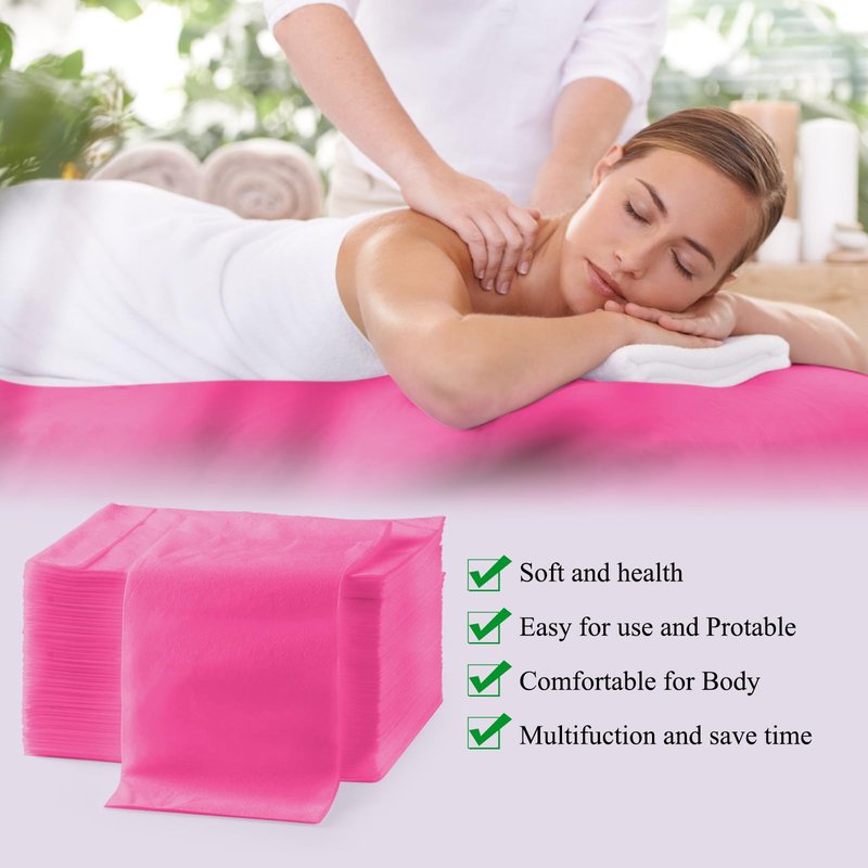 200Pcs Disposable Bed Sheets 31.5"x71"Massage Table Sheets Non-Woven Fabric Bed Covers for Ultimate Hygiene and Comfort in Massage,Tattoo, Beauty and Spa Treatments, Breathable & Durable Sheets(Pink)
