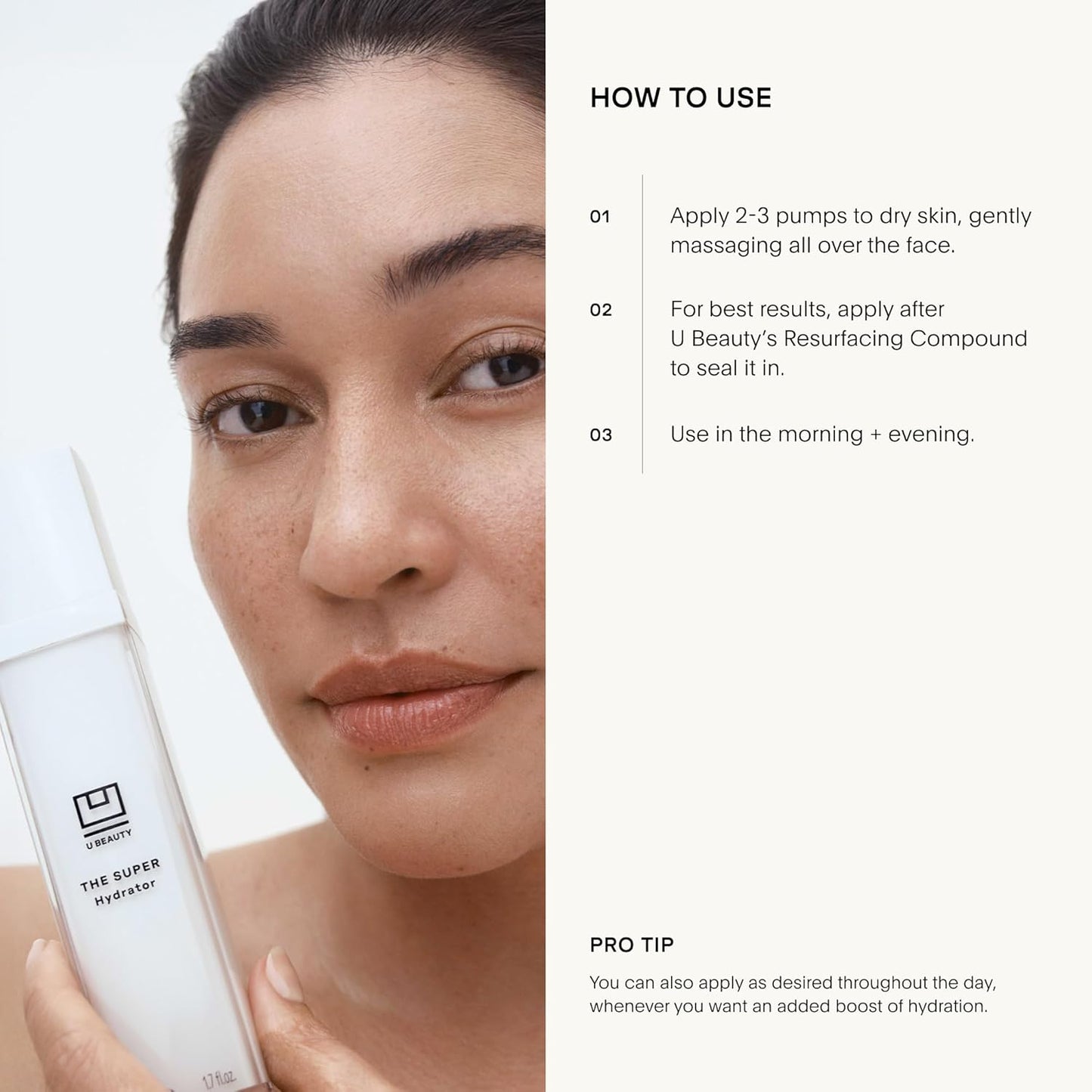 U Beauty The SUPER Hydrator | Hyaluronic Acid Moisturizing Cream - Mega-Dose Hydration with Peptides & Grapeseed Oil - 1.7 fl oz