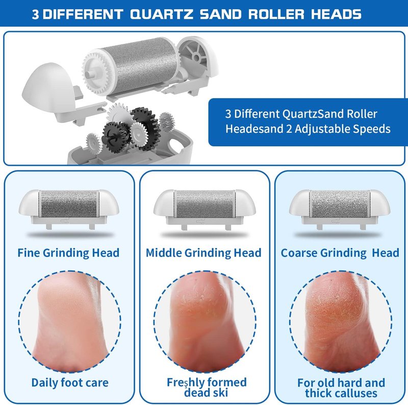 Skiennix Electric Foot Callus Remover - Rechargeable Waterproof Pedicure Tool | 3 Rollers Included