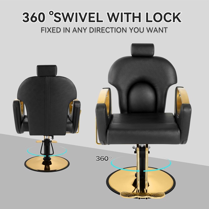 Barber Salon Chair for Hair Stylist,Height Adjustable Hair Chair with Professional Hydraulic PUM,Multi-Function Shampoo Tattoo Beauty Salon Hairdresser Armchair for Barbershop(Black)