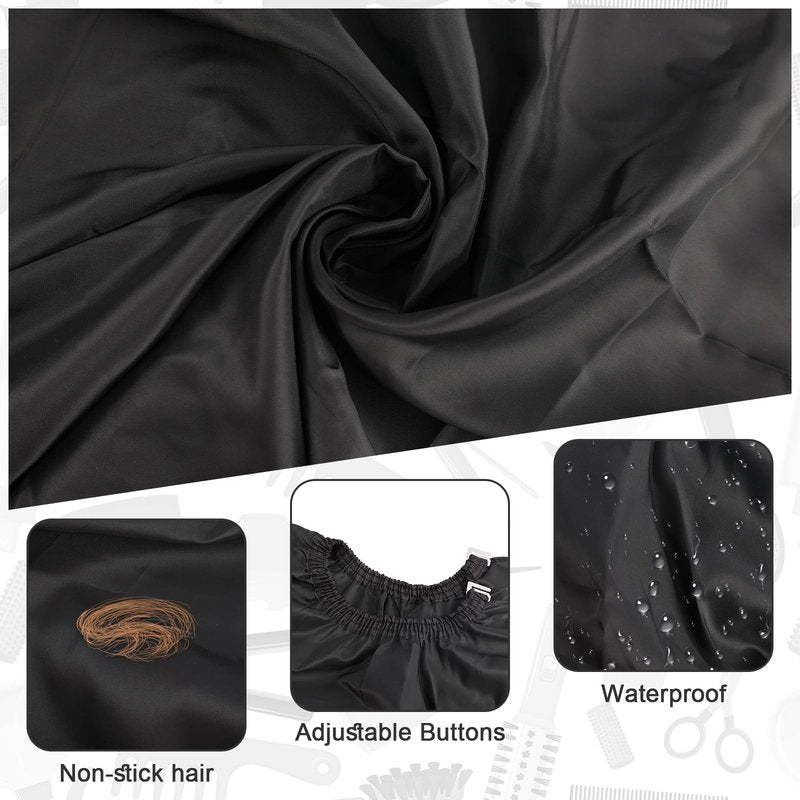 NICEMOVIC Hair Cutting Barber Cape with Neck Duster Brush and Barber Brush, Professional Barber Accessories Cleaning Supplies for Salon Haircut Styling (Black)