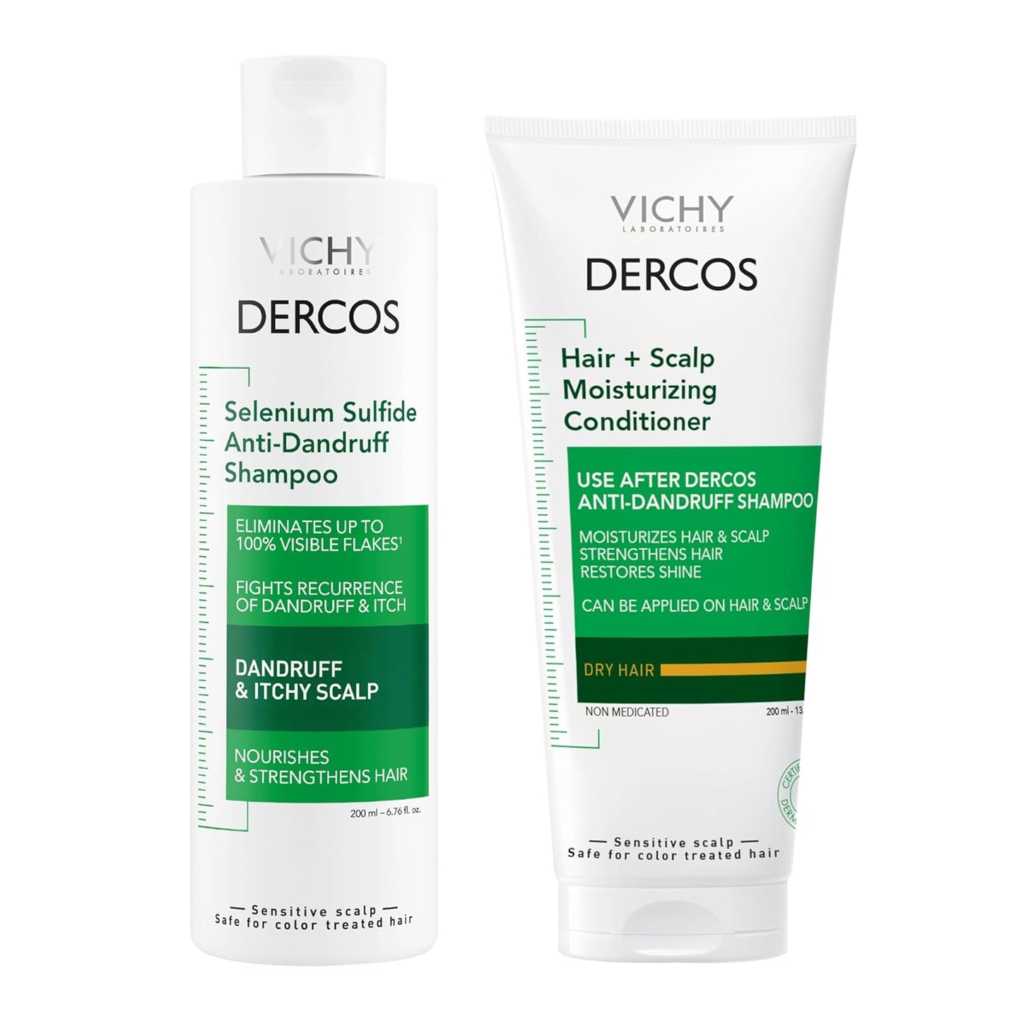 Vichy Dercos Dandruff Shampoo, Antifungal Itchy Scalp Treatment for Men & Women, Clinical Strength Selenium Sulfide, Formulated with Niacinamide & Salicylic Acid, Color Safe, Dermatologist Recommended
