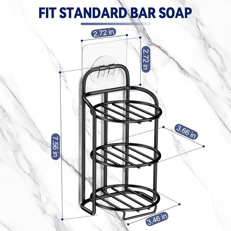 3-Tier Shower Soap Holder - Self-Adhesive & Freestanding Draining Soap Dish Caddy for Bathroom Decor