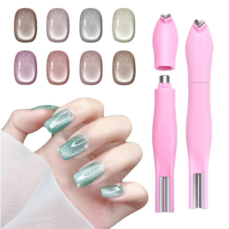 Skiennix 3-in-1 Cat Eye Nail Magnet - Versatile Heart, Round & Line Shapes | 2-Piece Nail Art Tool Set