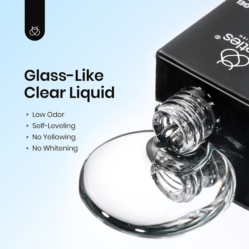 Beetles Gel Top & Base Coat Set - No Wipe Formula with 15ml Blooming Gel | Clear UV LED Polish