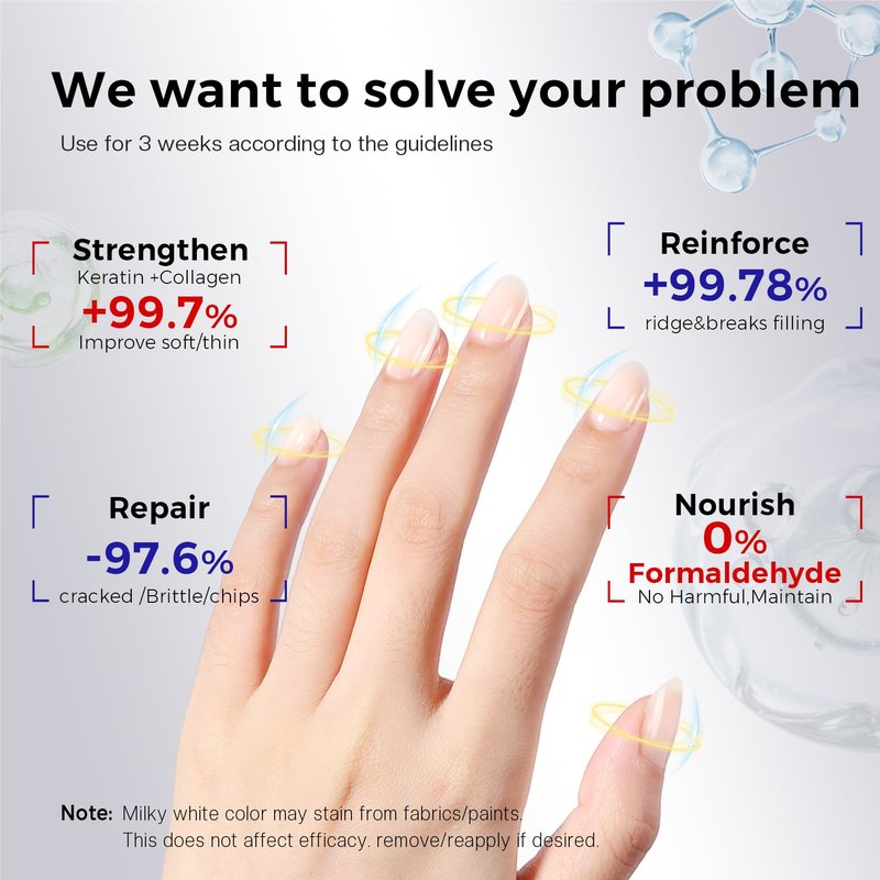 Morovan Nail Strengthener and Growth: Milky White Nail Polish Hardener Ridge Filler, Nail Repair for Damaged Nails, Natural Keratin Strengthening Polish and Concealer, Nail Care for women