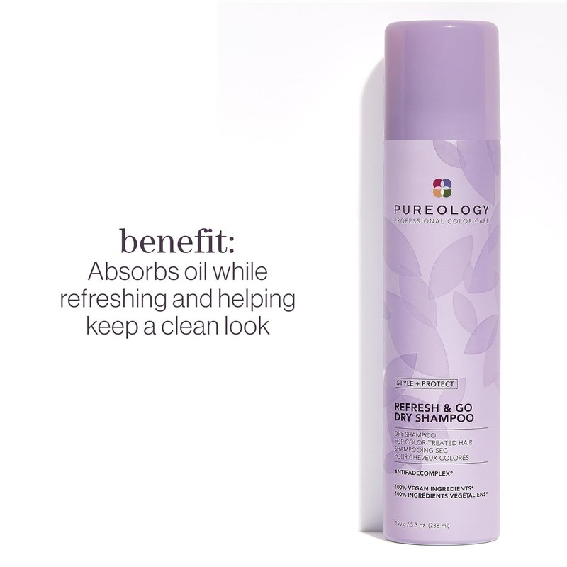 Pureology Style + Protect Refresh & Go Dry Shampoo - Volumizing, Silicone-Free Formula for Oily, Color-Treated Hair