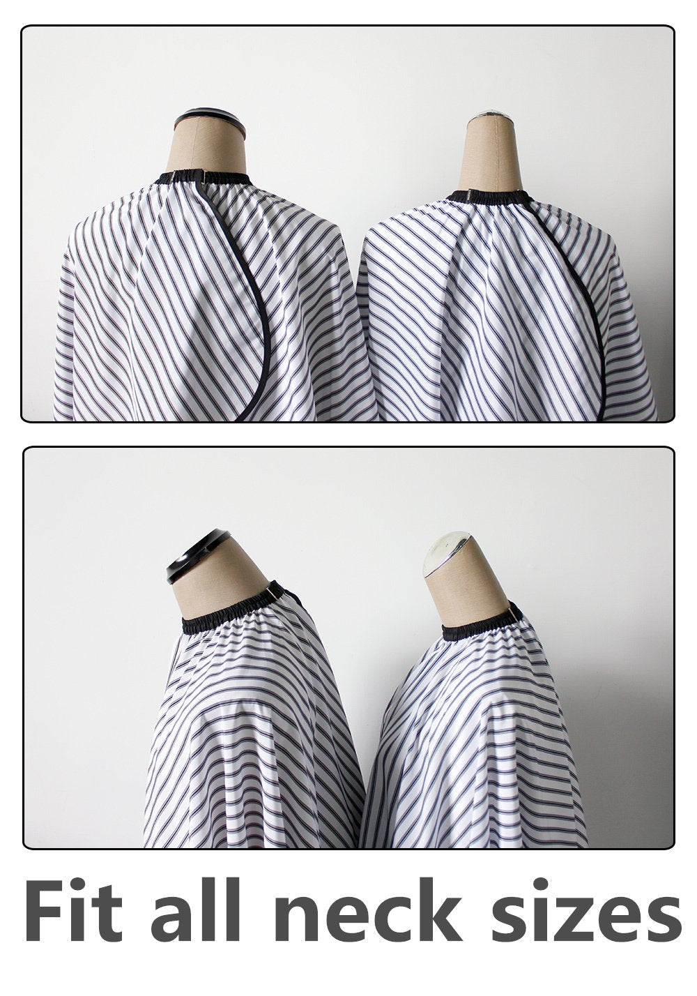 SMARTHAIR Professional Salon Cape Polyester Barber cape Hair Cut Cape,57”x66.8”,Black and White Stripes,C250023B-L