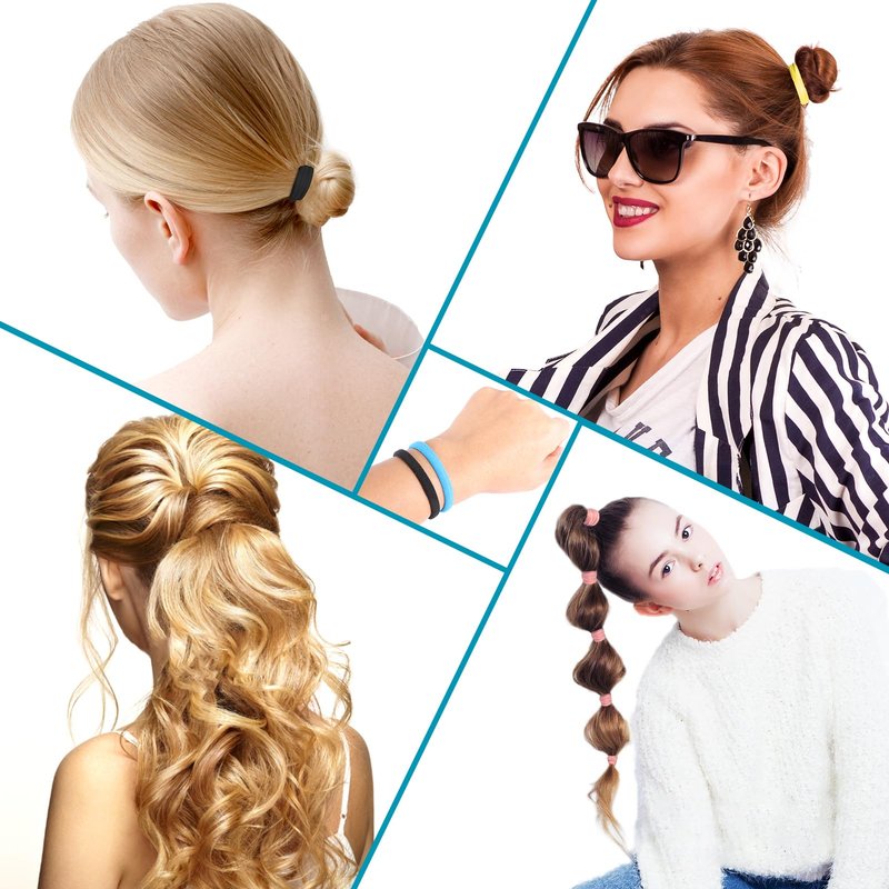 120PCS DWKFEOQ Black Hair Ties for Women Girls, Elastic Ponytail Holders, Cotton Seamless Hair Bands, No Damage for Thick Hair, 1.89 Inch in Diameter (Black)