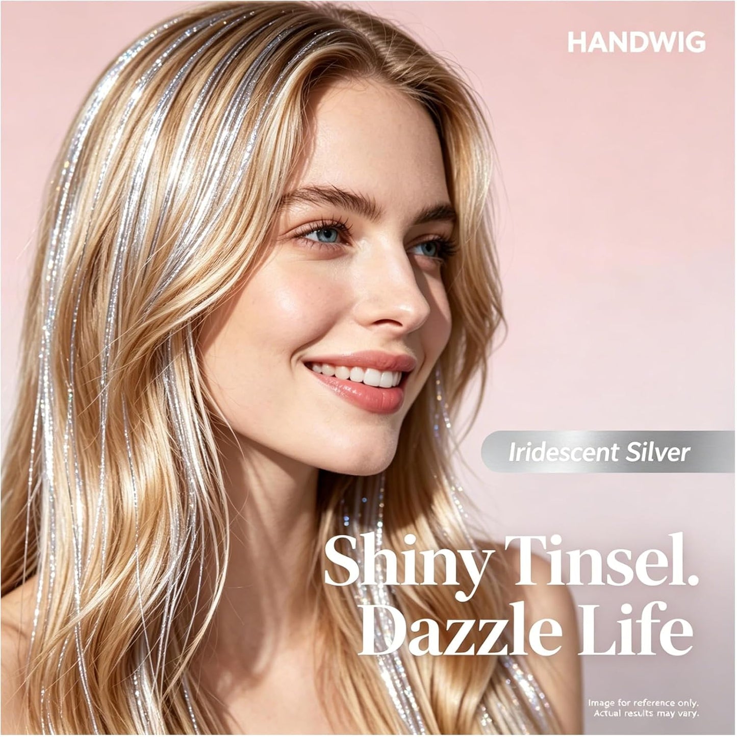 Skiennix Silver Clip-In Hair Tinsel - 24 Inch Heat Resistant Glitter Extensions | 75 Strands for Weddings & Parties