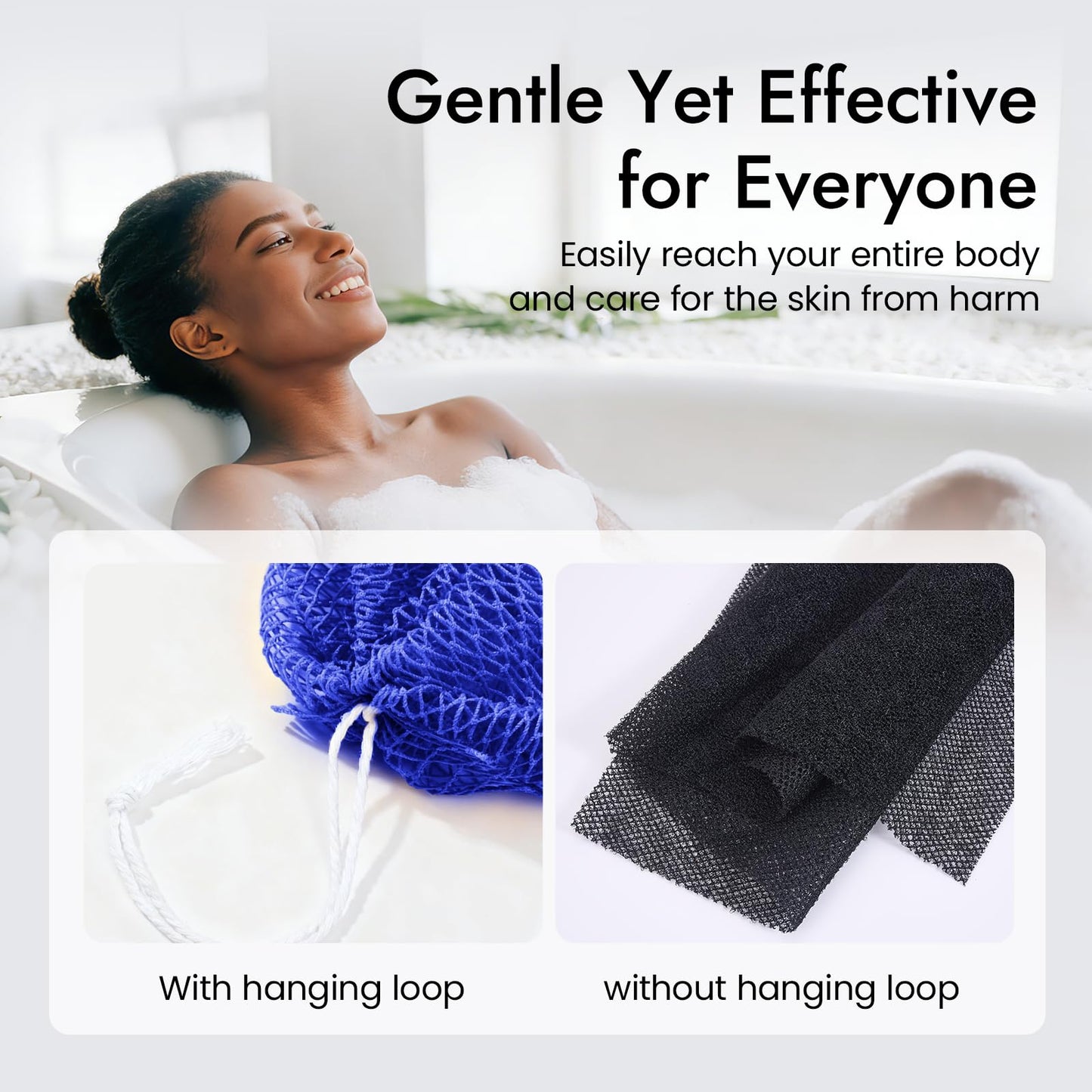 African Net Sponge 5-piece exfoliating Scrub is Suitable for All Skin Types,Bath Sponge for the face and Body, Durable and Gently Exfoliation