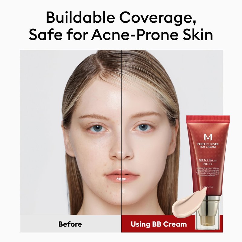 MISSHA M Perfect Cover BB Cream - Bright Beige Tinted Moisturizer with SPF 42 | 1.69 Fl Oz - Fair with Cool Undertone