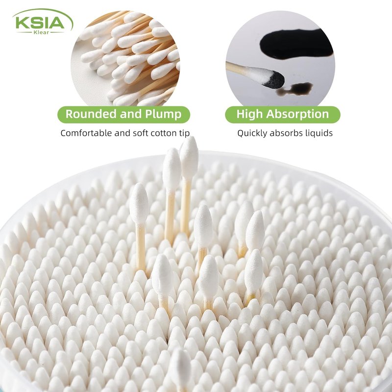 Klear Cotton Swabs - 500 Count Double-Tipped Buds for Makeup, Ears & Cleaning | Strong Wooden Sticks