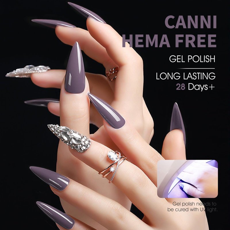 CANNI Grey Gel Nail Polish, 1Pcs Dark Grey Gel Polish Brown Color High Gloss Soak Off U V Nail Manicure Salon DIY