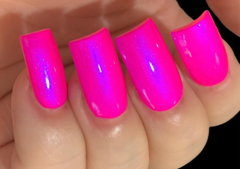 Barbee On The Glow Neon Pink & Blue Mylar Oil Slick Nail Polish | Multi-Color Shifting Effect