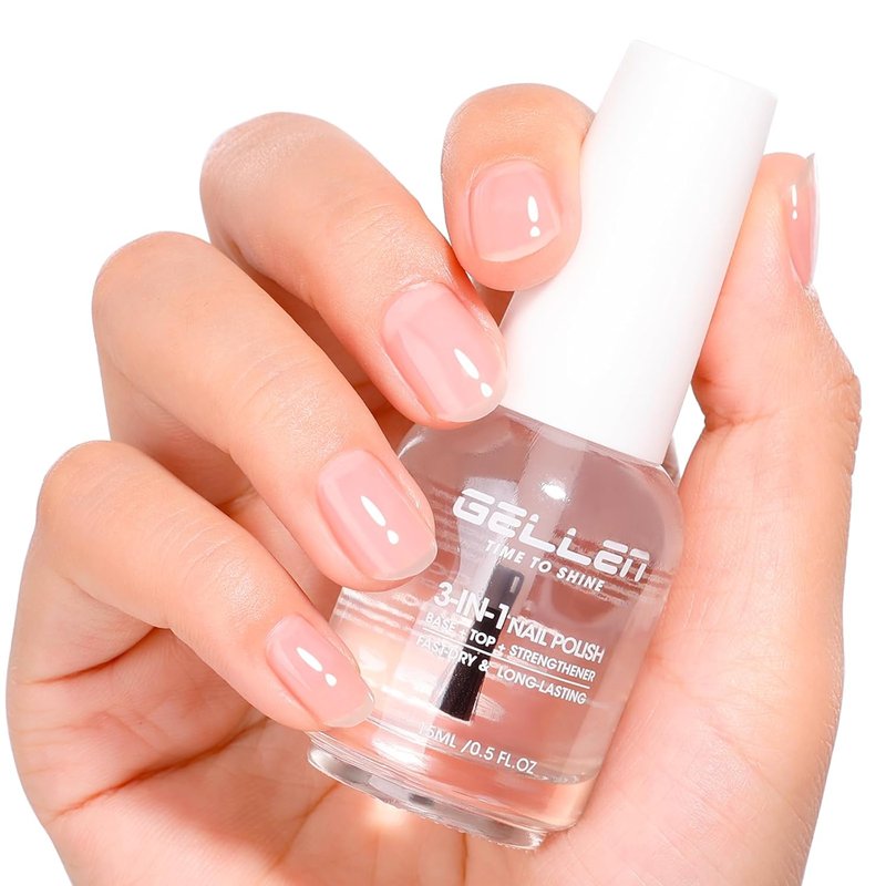 GELLEN 3-In-1 Clear Nail Strengthener - Base & Top Coat | Fortify Weak Brittle Nails with Keratin & Vitamin E