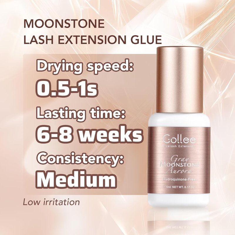 Moonstone Gray Eyelash Extension Glue - Fast Drying Adhesive | 0.17fl.oz (5ml) | 6-8 Week Retention for Professionals