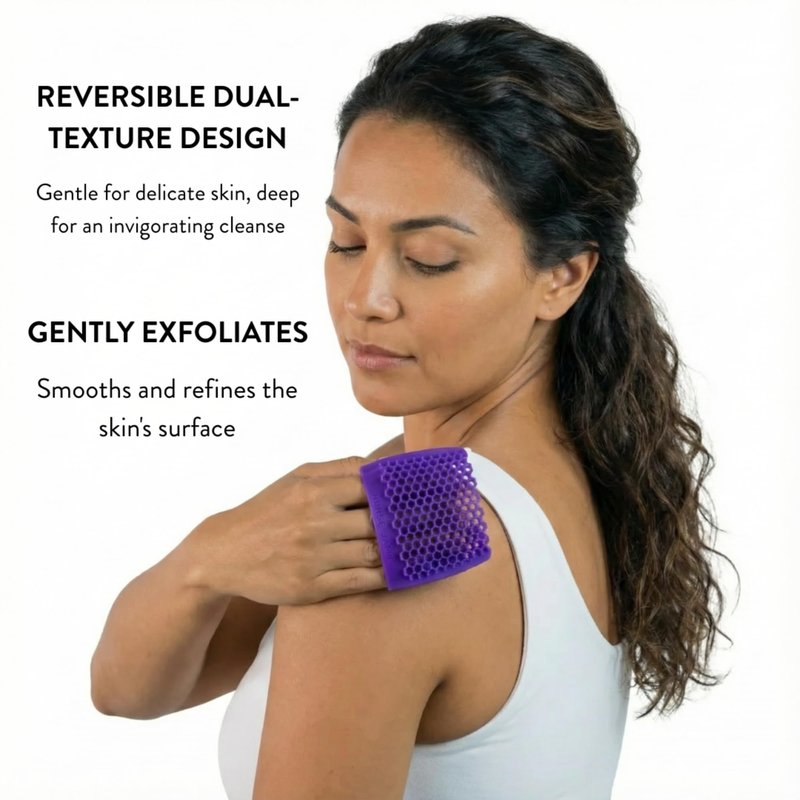 Nurse Jamie Exfoliband Silicone Loofah – Purple- Dual-Texture Exfoliating & Cleansing Tool for Smooth, Refreshed Skin
