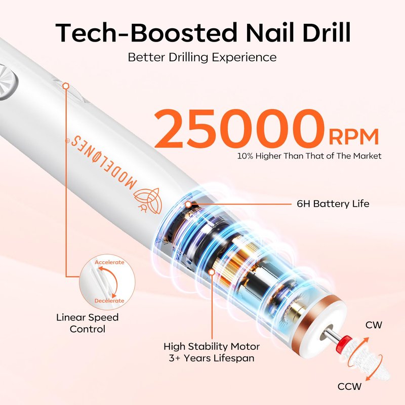 Modelones Cordless Nail Drill Kit - Includes Nail Dehydrator & Primer for Professional Results