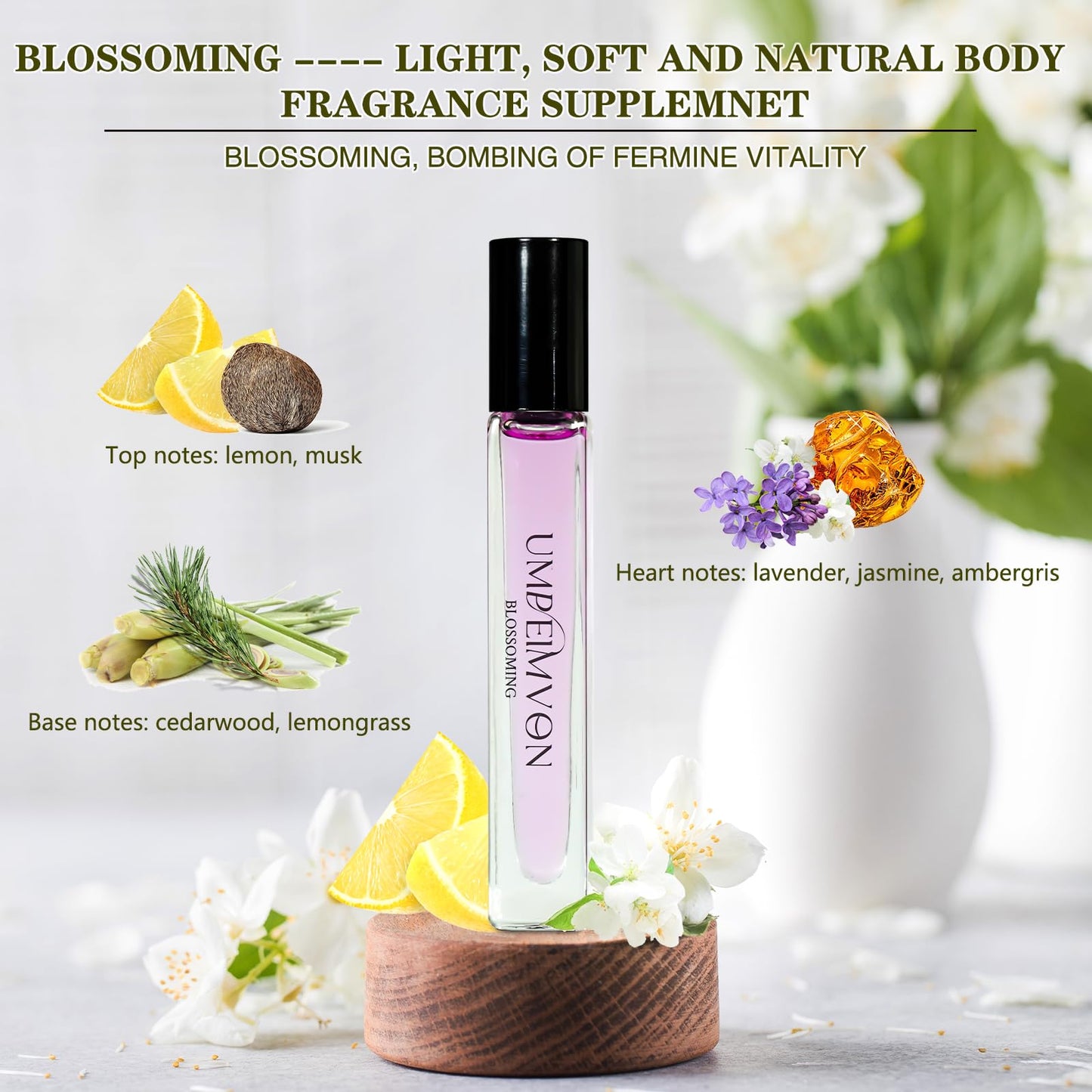 Umpeimvon Perfume Oil Roll On Perfume, Unisex Long Lasting Body Oil, Scent from Flora and Nature, Travel Size 0.33 Fl. Oz