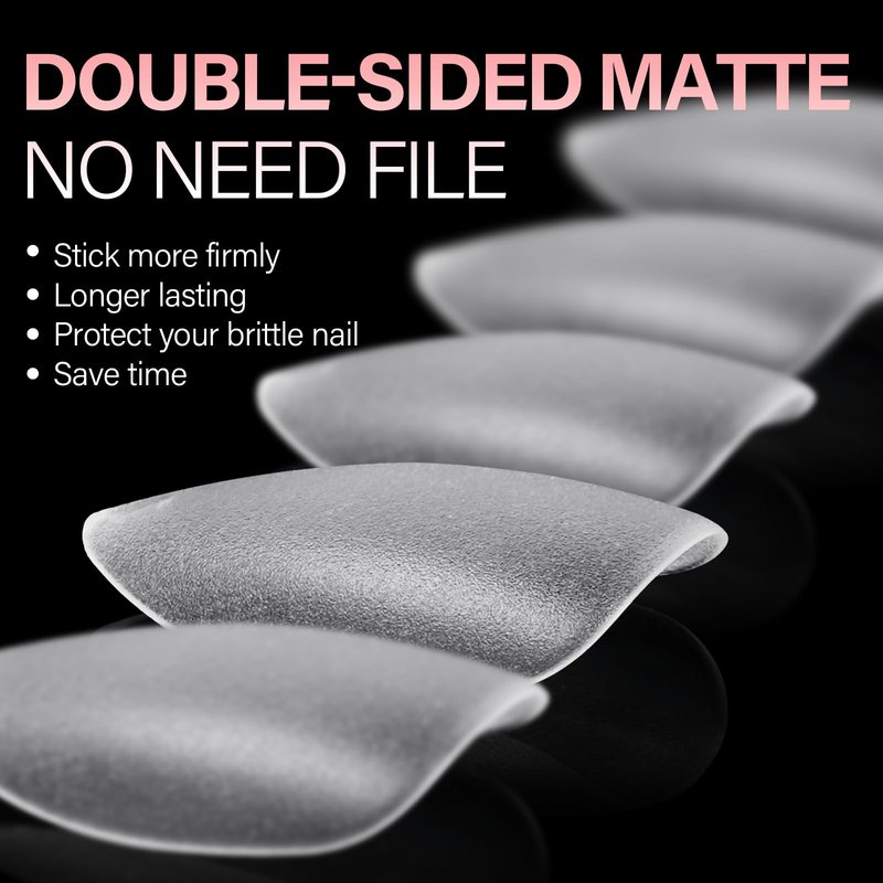 AILLSA Short Almond Nail Tips 450PCS Acrylic Gel Double-sided Matte Clear Pre-Buff Gel Nail Tips No Need Base Coat Press on Nails Tips for Extension 15 Sizes