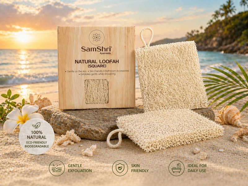 Natural Loofah | Biodegradable Exfoliating Bath Sponge - 2 Pack for Face & Body Scrubbing