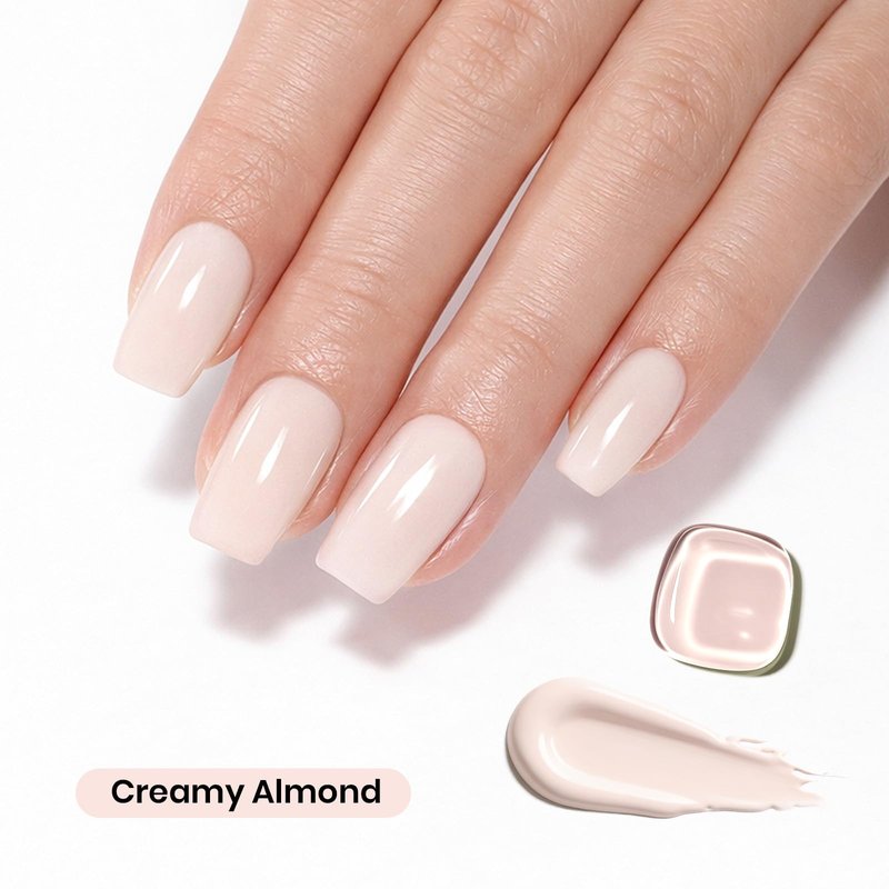 Beetles Nude Gel Nail Polish - Creamy Almond 15ML/0.51Fl Oz, Nude Gel Polish, Same Color Bottle, Soak Off UV LED Lamp Summer Nails Art, Long-Lasting Manicure Salon DIY French Nails Home