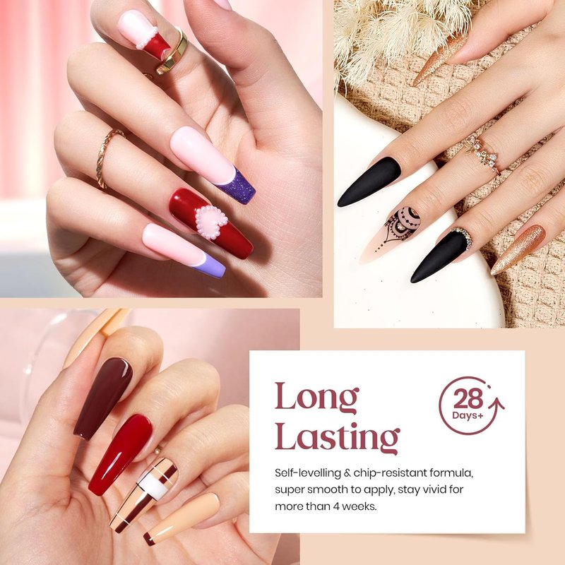 beetles Gel Polish Kit 20 Pcs Free Spirit Collection Burgundy Red Glitte Blue Gray Purple Gel Nail Polish Soak Off Glossy & Matte Top Base Coat DIY Manicure Gifts for Women