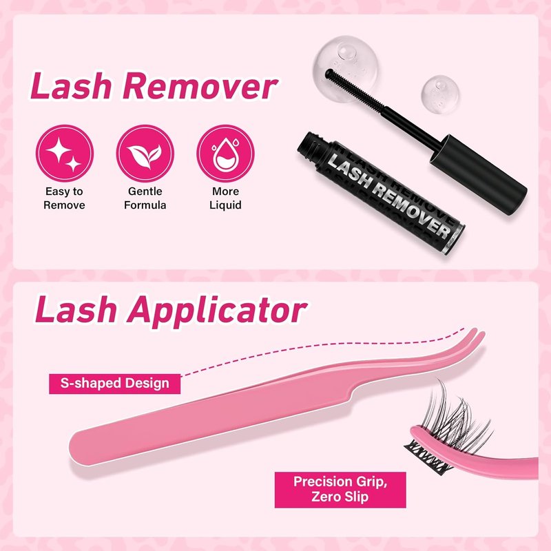 Lash Clusters Kit - 3D Volume Eyelash Extensions with Bond & Seal | 144 Pcs, Sunrise 8-18 Mix