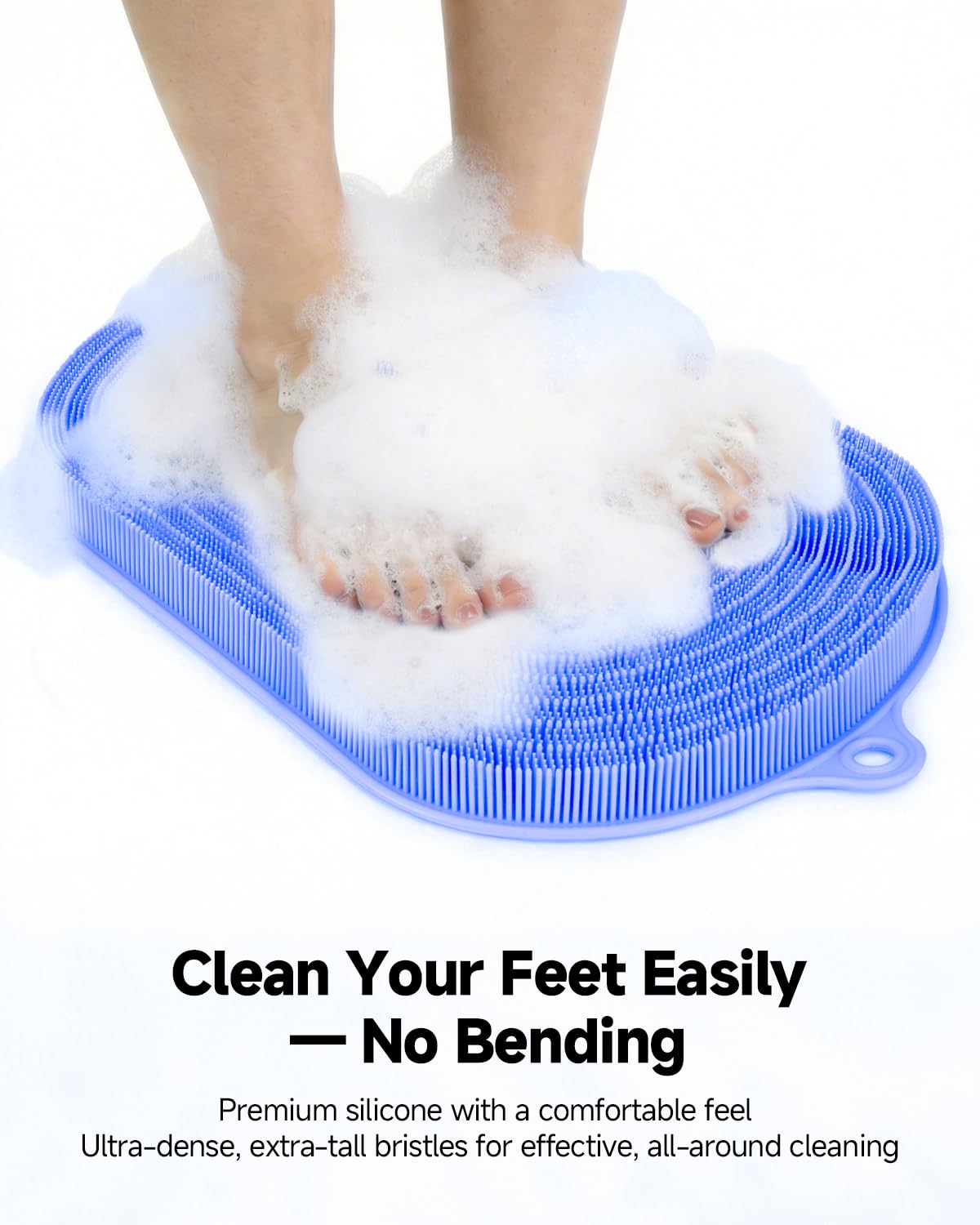VIWU Extra Large Shower Foot Scrubber Mat, Silicone Foot Cleaner Brush – Exfoliate, Clean & Massage Feet Without Bending, 68 Non-Slip Suction Cups, Improve Foot Circulation & Appearance, 21.3 x 14 in