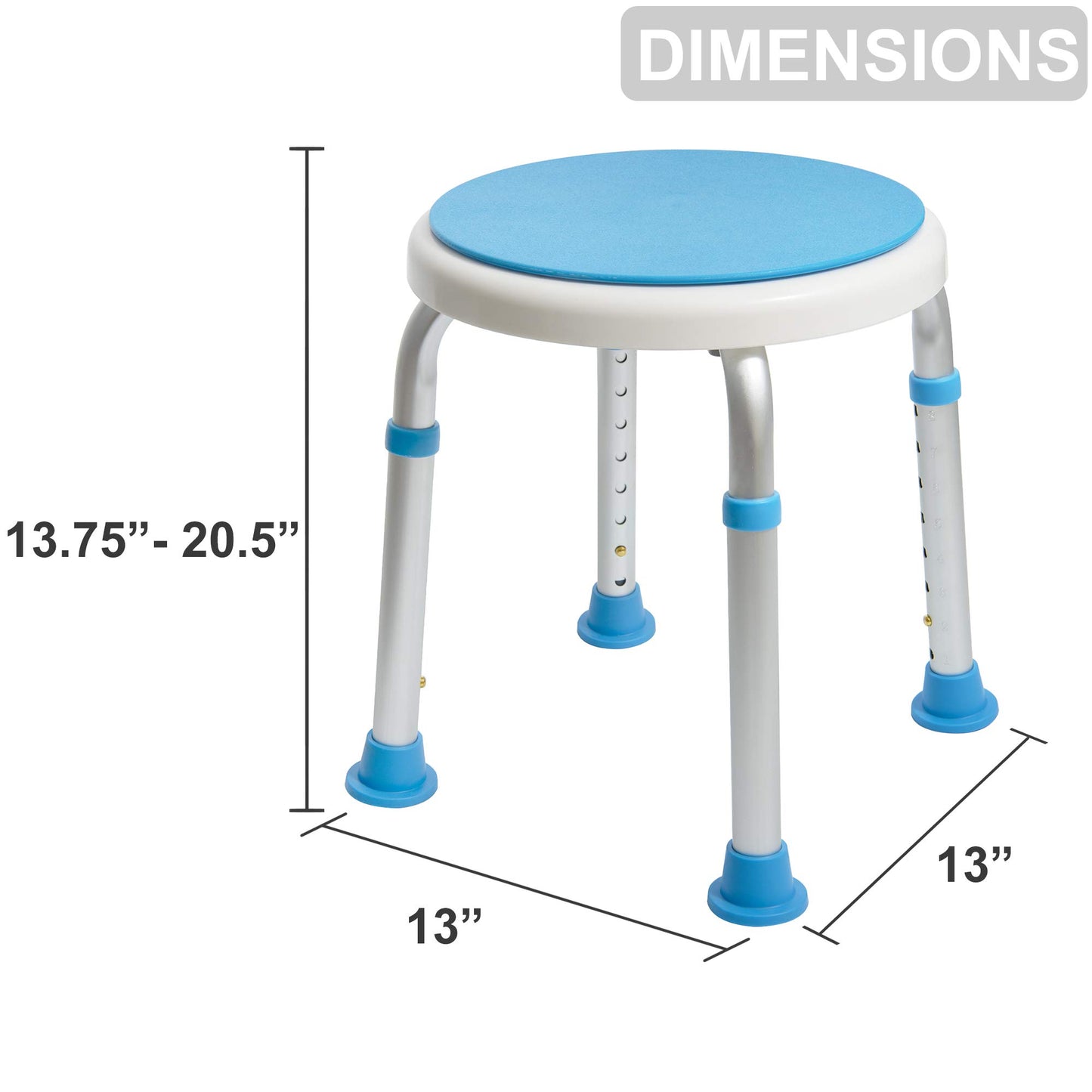 FSA/HSA Eligible, Vaunn Medical Tool-Free Assembly Adjustable Shower Stool Tub Chair and Bathtub Seat Bench with Anti-Slip Rubber Tips for Safety and Stability