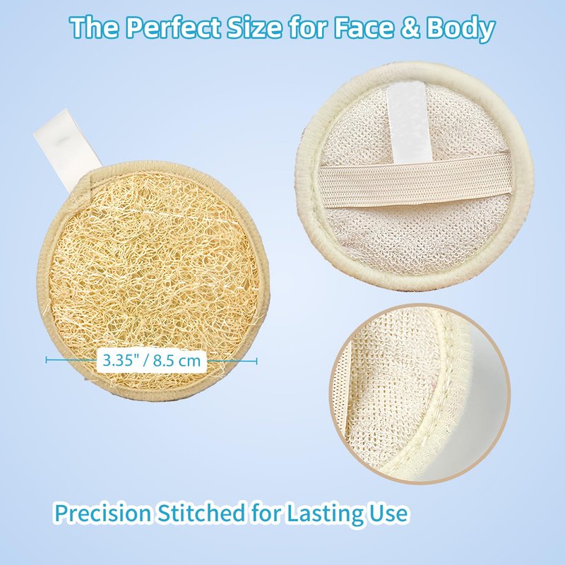 Natural Loofah Face Scrubber,Exfoliating Facial Scrub Pads Made from Organic Luffa for Women and Men (3.35", 4Pack)
