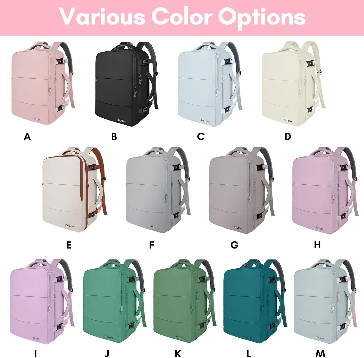 Taygeer Travel Backpack for Women - TSA-Approved 15.6" Laptop Bag with Water Bottle Pocket & Shoe Pouch | Pink Casual Daypack for Business & Hiking