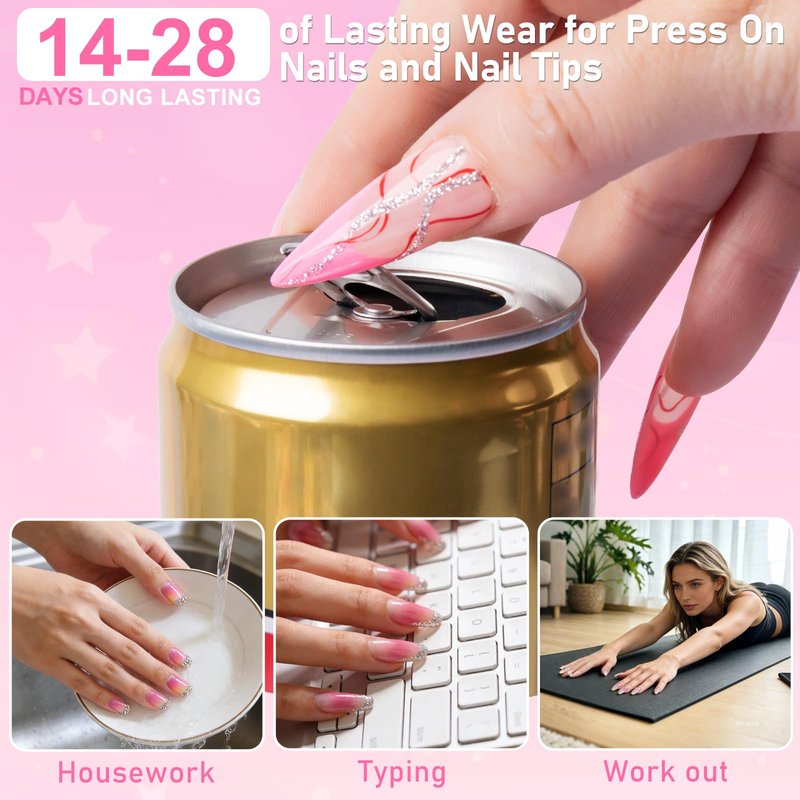 MEKK Nail Glue,Super Strong & Long-Lasting Nail Glue for Acrylic Nails,Press Ons&Broken Nails,Professional Adhesive for Nail Art Supplies,0.07OZ/PCS (12PCS)