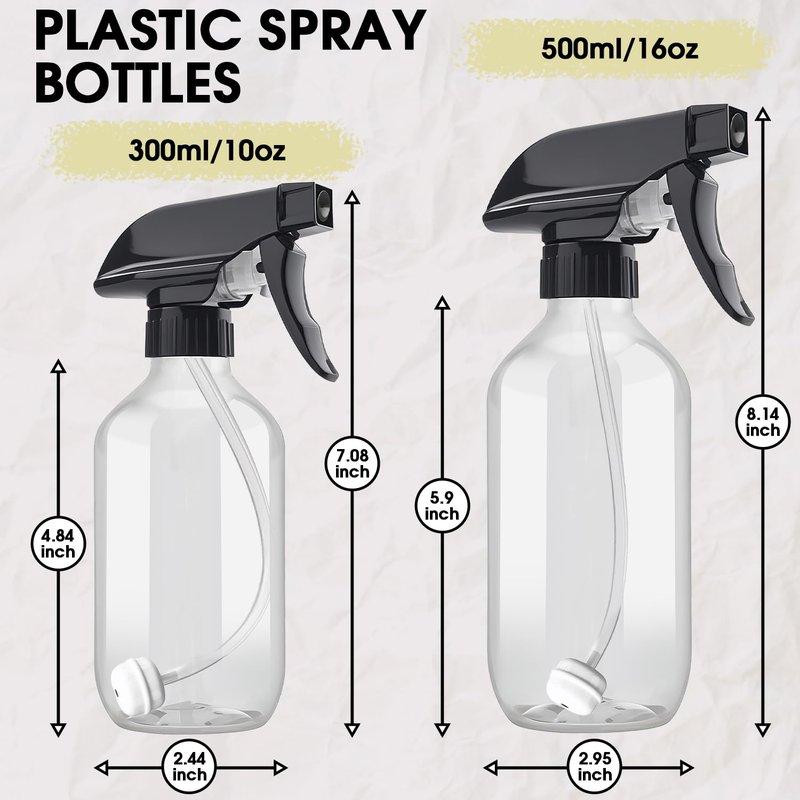 2 Packs Plastic Spray Bottles 360°Water Spray Bottle for Cleaning - 10 oz/300 ml Upside Down Spray Bottle Small Squirt Bottle with Adjustable Nozzle for Hair, Cooking, Plant, Pet (Clear + Green)