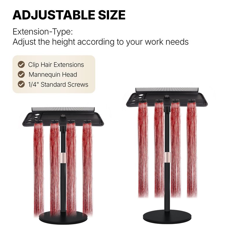 Hair Extension Holder Braiding Rack Stand - Adjustable Height Tripod Hair Organizer for Braiding Hair, Wigs, Extensions, Tinsel & Bangs | Portable Storage Display for Salon, Barber Shop & Home Use