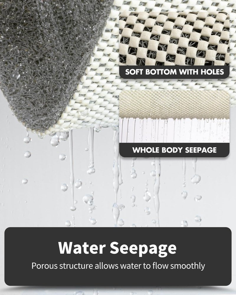 Non-Slip Bathtub Mat, 16x24 Inch, Shower Mats for Bath Tub, PVC Loofah Bathroom Mats for Wet Areas, Quick Drying Foot Scrubber Mat