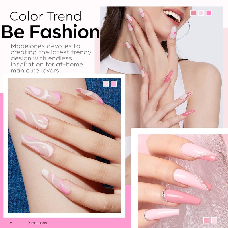 modelones Gel Nail Polish Set, 6 Colors 2026 Mothersday Light Soft Pink White Nude Pink Gel Polish Soak Off Nail Art Design Manicure Kit Salon DIY Home Gift Women Girlfriend